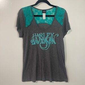 Harley Davidson Pigeon Forge, TN women’s large top with teal lace